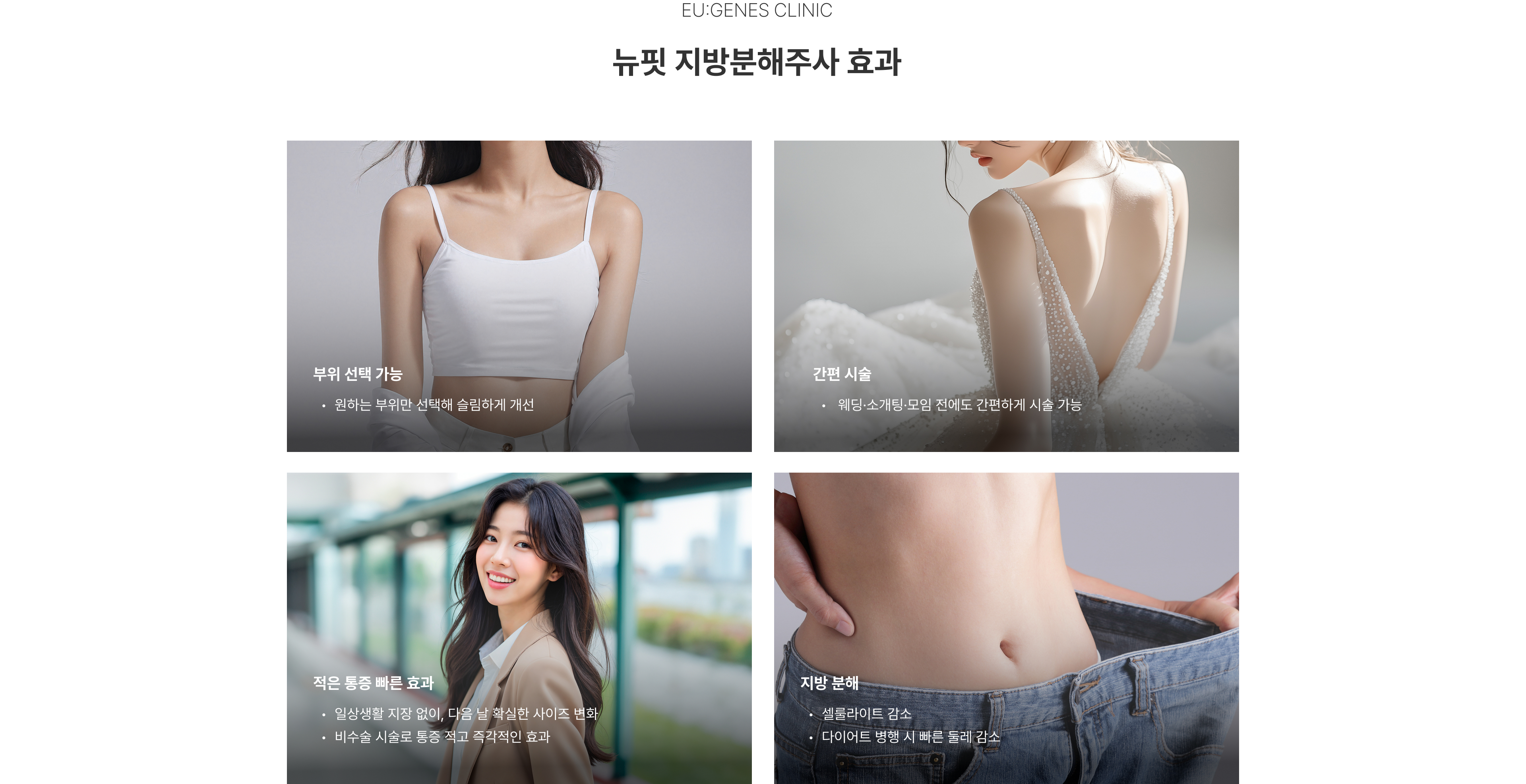 뉴핏주사 압구정 유진스의원, 뉴핏 지방분해주사 효과 - 원하는 부위 선택 시술, 간편한 시술, 적은 통증과 빠른 효과, 지방 및 셀룰라이트 감소